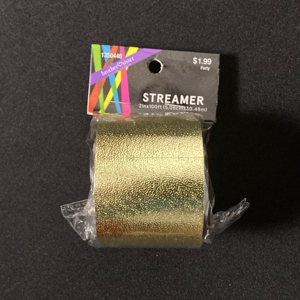 ❤️‍🔥 Brother Sister Design Studio Metallic Gold Party Streamer 2” x 1200”